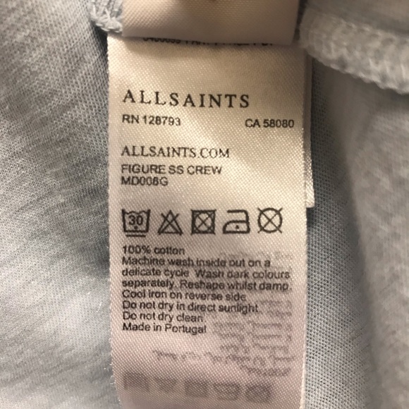 AllSaints | Figure Short Sleeve Crew Tee Soft Blue - Picture 5 of 7